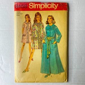 VINTAGE Simplicity 8458 | Size 8-10 | Small Robe Pattern 1960’s | Collectible